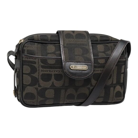 Burberrys Shoulder Bag Canvas Gold Black Auth bs18589 - Picture 1 of 15